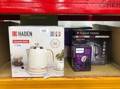 QUANTITY OF KITCHEN & APPLIANCES ITEMS TO INCLUDE HADEN SALCOMBE CREAM KETTLE - 1.7L, RAPID BOIL, AUTO SHUT-OFF, CORDLESS BASE - LIGHTWEIGHT STAINLESS STEEL ELECTRIC KETTLE, BPA FREE - EASY TO USE -