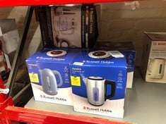 QUANTITY OF KITCHEN & APPLIANCES ITEMS TO INCLUDE RUSSELL HOBBS TEXTURES ELECTRIC 1.7L CORDLESS KETTLE (FAST BOIL 3KW, GREY PREMIUM PLASTIC, MATT & HIGH GLOSS FINISH, REMOVABLE WASHABLE ANTI-SCALE FI