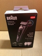 BRAUN BEARD TRIMMER SERIES 9 BT9441, TRIMMER WITH BARBER TOOLS AND 180-MIN RUNTIME, RATED WHICH BEST BUY.: LOCATION - A