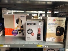 QUANTITY OF KITCHEN & APPLIANCES ITEMS TO INCLUDE BREVILLE BLEND ACTIVE PERSONAL BLENDER & SMOOTHIE MAKER | 350W | 1 PORTABLE BLEND ACTIVE BOTTLE (600ML) | LEAK PROOF LID | BLACK & GOLD [VBL251]: LOC