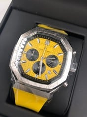 MENS LOUIS LACOMBE WATCH - STAINLESS STEEL CASE - YELLOW RUBBER STRAP : LOCATION - TOP 50 RACK