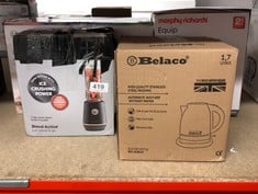 QUANTITY OF  ITEMS TO INCLUDE BELACO ELECTRIC KETTLE STAINLESS STEEL HOUSING 1.7L FAST BOIL CORDLESS 360° ROTATION REMOVABLE WATER FILTER 1800-2200W UK PLUG AUTO SHUT-OFF & BOIL-DRY PROTECTION (BLACK