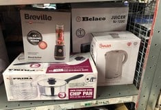 QUANTITY OF KITCHEN & APPLIANCES ITEMS TO INCLUDE BREVILLE BLEND ACTIVE PERSONAL BLENDER & SMOOTHIE MAKER | 350W | 1 PORTABLE BLEND ACTIVE BOTTLE (600ML) | LEAK PROOF LID | BLACK & GOLD [VBL251]: LOC