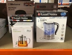 QUANTITY OF KITCHEN & APPLIANCES ITEMS TO INCLUDE RUSSELL HOBBS 22851 BRITA FILTER PURITY ELECTRIC KETTLE, ILLUMINATING FILTER KETTLE WITH BRITA MAXTRA CARTRIDGE INCLUDED, 3000 W, 1.5 LITRE, PLASTIC: