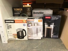 QUANTITY OF KITCHEN & APPLIANCES ITEMS TO INCLUDE BODUM CAFFETTIERA COFFEE MAKER, BLACK, 8 CUP: LOCATION - E