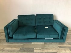 SWOON LYON MED GREEN VELVET 2 SEATER SOFA RRP £1399: LOCATION - RIGHT SIDE(COLLECTION OR OPTIONAL DELIVERY AVAILABLE)