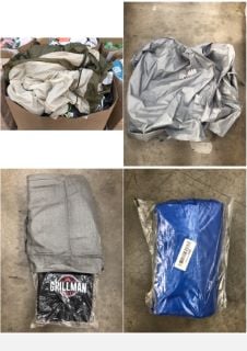 PALLET OF ASSORTED TARPAULINS AND COVERS TO INCLUDE WEBER PREMIUM GRILL COVER:: LOCATION - MIDDLE FLOOR(COLLECTION OR OPTIONAL DELIVERY AVAILABLE)