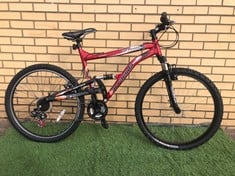 BARRACUDA PRO-SERIES DUAL SUSPENSION MOUNTAIN BIKE IN RED/BLACK: LOCATION - LEFT RACK(COLLECTION OR OPTIONAL DELIVERY AVAILABLE)