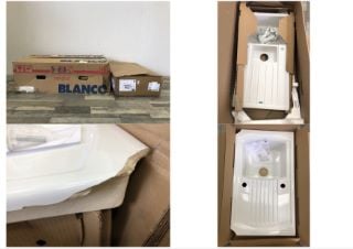 BLANCO LEGRA 6S WHITE SINK + THOMAS DENBY SONNET CERAMIC SINGLE BOWL & DRAINER: LOCATION - FRONT FLOOR(COLLECTION OR OPTIONAL DELIVERY AVAILABLE)