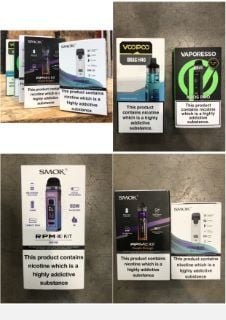 QUANTITY OF ASSORTED VAPES TO INCLUDE SMOK RPM KIT PURPLE ORANGE RRP £115 ID MAY BE REQUIRED - COLLECTION ONLY - LOCATION RIGHT RACK