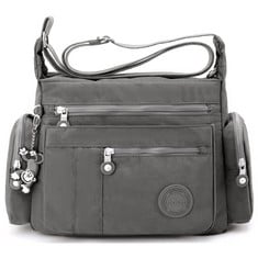 10 X FOINO FASHION SHOULDER BAG LIGHTWEIGHT MESSENGER BAG WOMEN CROSS BODY BAG FOR LADIES CASUAL WATERPROOF BOOKBAGS (GREY 1) - TOTAL RRP £208: LOCATION - A RACK