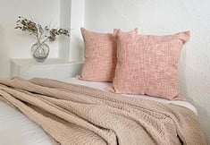 11 X VITO BELLO HOME SET OF 2 HANDMADE CUSHION COVERS 50X50 (PINK) WASHED EFFECT 100% COTTON, REVERSE PLAIN NATURAL COTTON, BOHO VEGAN HAND DYE, SOFA BEDROOM COVERED TERRACE - TOTAL RRP £132: LOCATIO