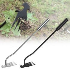 30 X 2 PACK 4 TEETH OPERATED WEEDING TOOLS FOR GARDENING TOOLS, MULTI-PURPOSE UPROOTING WEEDING TOOL, SILVER&BLACK MANGANESE STEEL HAND WEEDER FOR VEGETABLE GARDENING BACKYARD FARM PLANTING & WEEDING