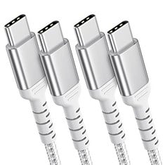 24 X 2M USB C TO USB C CABLE 2 PACK, NYLON USB C FAST CHARGING CABLE PD TYPE C TO TYPE C CABLE COMPATIBLE FOR SAMSUNG GALAXY S23 S22 S21 S20, IPAD PRO, MACBOOK, GOOGLE PIXEL 6, XIAOMI?SILVER? - TOTAL