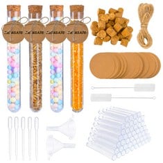 26 X 50PCS CLEAR PLASTIC TEST TUBES WITH CORK STOPPERS,10ML TRANSPARENT TEST BOTTLES WITH 50 PCS KRAFT PAPER TAGS,10M HEMP ROPE, 50 PCS KRAFT ROUND PAPER FOR JEWELRY SEED BEADS POWDER SPICE LIQUID ST