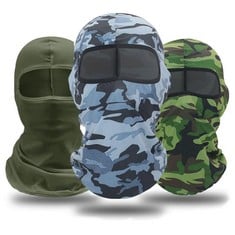 QUANTITY OF EUPSILIA 3 PIECES CAMOUFLAGE BALACLAVA SKI FACE MASK MENS WINDPROOF FACE MASK FULL FACE TACTICAL BALACLAVAS UNISEX RUNNING RIDING BREATHABLE HEADWEAR OUTDOOR CYCLING MOTORCYCLE HUNTING (3