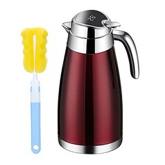 6 X 2.3L THERMAL COFFEE CARAFE WITH TEMPERATURE DISPLAY 304 STAINLESS STEEL DOUBLE WALL VACUUM CARAFE INSULATED CARAFE FLASK TEA CARAFE KEEP HOT 48H & COLD 24H (RED) - TOTAL RRP £206: LOCATION - C RA