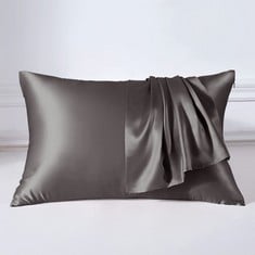 QUANTITY OF THXSILK 22 MOMME SILK PILLOWCASE - 100% SILK PILLOWCASE SOFA CUSHION COVER - ANTI MITE ZIP SILK PILLOWCASE - CHARCOAL 50 X 75 CM - TOTAL RRP £1190: LOCATION - A RACK