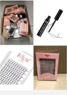 QUANTITY OF ASSORTED ITEMS TO INCLUDE HIGU CLACE LASH CLUSTERS NATURAL, 140PCS DIY EYELASH EXTENSIONS 3D FLUFFY MIX10-16MM EYELASH CLUSTERS REUSABLE D CURL VOLUME CURLED AND SOFT INDIVIDUAL LASHES -