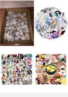 QUANTITY OF ASSORTED ITEMS TO INCLUDE 50PCS STICKERS FOR ANGEL WINGS,WINGS OF THE ANGEL STICKERS,TEENS BOYS AND GIRLS STICKER PACK VINYL SKATEBOARD GUITAR DOOR LAPTOP LUGGAGE CAR BIKE WATER BOTTLE BI