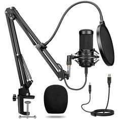 6 X ENOCOS USB MICROPHONE, STUDIO CARDIOID CONDENSER MICROPHONE KIT FOR GAMING, STREAMING, PODCASTING, YOUTUBE, RECORDING - TOTAL RRP £150: LOCATION - E RACK