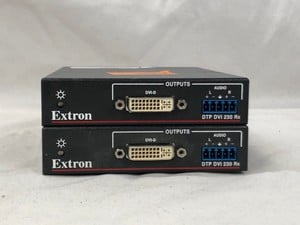 2X EXTRON VIDEO/AUDIO/INFRARED/SERIAL EXTENDER - UP TO 70 M AUDIO EQUIPMENT: MODEL NO DTP DVI 230 RX: LOCATION - A RACK