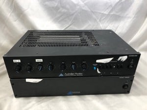 AUSTRALIAN MONITOR AMC 120P 120W POWER AMPLIFIER + AUSTRALIAN MONITOR AMIS60 60W MIXER AMPLIFIER AUDIO EQUIPMENT.: LOCATION - A RACK