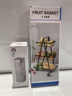 QTY OF  ASSORTED ITEMS TO INCLUDE 3 TIER FRUIT BASKET