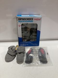 A QTY OF ASSORTED ITEMS TO INCLUDE OTHOCHOICE HEALTH SLIPPERS