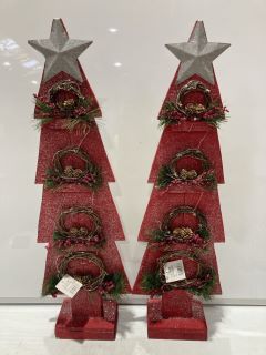 2 X DECORATIVE WOODEN CHRISTMAS TREE