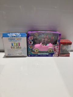 QTY OF ASSORTED ITEMS TO INCLUDE ENCHANTIMALS BUNNY MOBILE