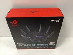 ASUS ROG RAPTURE GT-AX11000 PRO WITH AIMESH SECURITY WIFI ROUTER-6 (ORIGINAL RRP - €432.18) IN BLACK (WITH BOX + CHARGER + ETHERNET CABLE (SEE PHOTOS)) [JPTZ7403