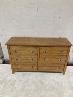 HALLOWOOD OAK CHEST OF 6 DREWS