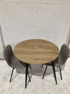 HALLOWOOD ROUND OAK DINING TABLE AND 2 CHAIRS