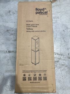 2 X LLOYD PASCAL TALLBOY WHITE WITH COLOUR PLINTHS RRP £140