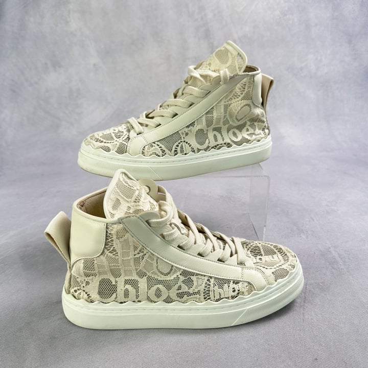 Chloe Lauren Lace High Top Sneakers - Size 39 (VAT ONLY PAYABLE ON BUYERS PREMIUM)