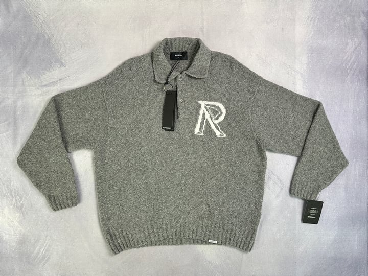 Represent Initial Boucle Polo Jumper With Tags  - Size M (VAT ONLY PAYABLE ON BUYERS PREMIUM)