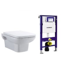 DUAL FLUSH CONCEALED CISTERN - PRODUCT CODE. XTY009-P TO INCLUDE WHITE CERAMIC TOILET TO INCLUDE SQUARE TOILET SEAT - SOFT CLOSE