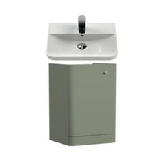 COMPONENTS FLOOR STANDING 1 DOOR UNIT, 400MM - SATIN GREEN TO INCLUDE CORE 400MM THIN EDGE BASIN 1TH - TOTAL LOT RRP £412