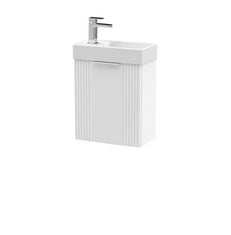 DECO COMPACT WALL HUNG 1 DOOR VANITY BASIN UNIT TO INCLUDE CERAMIC BASIN, 400MM - SATIN GREEN - TOTAL LOT RRP £268