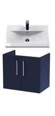 NUIE 600 WALL HUNG 2-DOOR UNIT (365 DEEP) - MIDNIGHT BLUE TO INCLUDE FURNITURE MID-EDGE CERAMIC BASIN 1 TAP HOLE 600MM