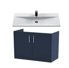 HUDSON REED JUNO 800MM FLOOR STANDING 2-DOOR UNIT - ELECTRIC BLUE TO INCLUDE FURNITURE THIN-EDGE CERAMIC BASIN 1 TAP HOLE 800MM - TOTAL LOT RRP £794