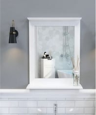 SINGLE BATHROOM MIRROR WITH SHELF IN WHITE - RRP £120