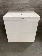 600MM 2 DRAWER WALL HUNG UNIT IN GLOSS WHITE TO INCLUDE 610 X 395 X 170MM BASIN IN WHITE