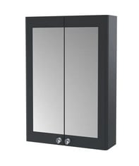 CLASSIQUE WALL HUNG 2 DOOR MIRROR CABINET, 600MM - SOFT BLACK - RRP £325