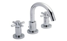 HUDSON REED TEC CROSSHEAD 3 TAP HOLE BASIN MIXER - CHROME TO INCLUDE HUDSON REED TEC CROSSHEAD BATH FILLER - BRUSHED BRASS - TOTAL LOT RRP £699