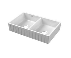 BUTLER SINK FLUTED STEPPED WEIR & OVERFLOW 795MM X 500MM X 220MM - WHITE - RRP £450