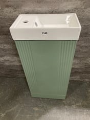 COMPONENTS FLOOR STANDING 1 DOOR UNIT, 400MM - SATIN GREEN TO INCLUDE CORE 400MM THIN EDGE BASIN 1TH - TOTAL LOT RRP £412