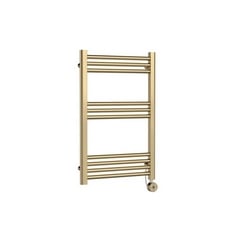 HUDSON REED ELECTRIC ROUND TUBE TOWEL RAIL WITH 10 BARS, 800MM X 500MM - BRUSHED BRASS - RRP £503