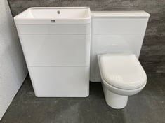 PARADE FLOOR STANDING WC UNIT 550MM - GLOSS WHITE TO INCLUDE PARADE FLOOR STANDING 2 DRAWER BASIN UNIT 600MM - GLOSS WHITE TO INCLUDE TOILET TO INCLUDE BTW UNIT IN WHITE (KERBSIDE PALLET DELIVERY)